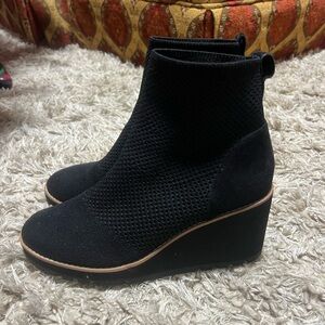 Eileen Fisher Black Wedge Ankle Boots